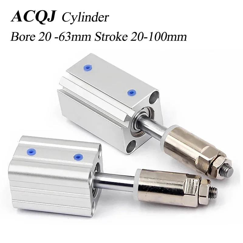 HLH ACQJ20 25 32 50 63*20-20/40-30/75-50S Stroke Adjustable Pneumatic Cylinder High-Precision Piston Aluminum Alloy Thin Cylinde