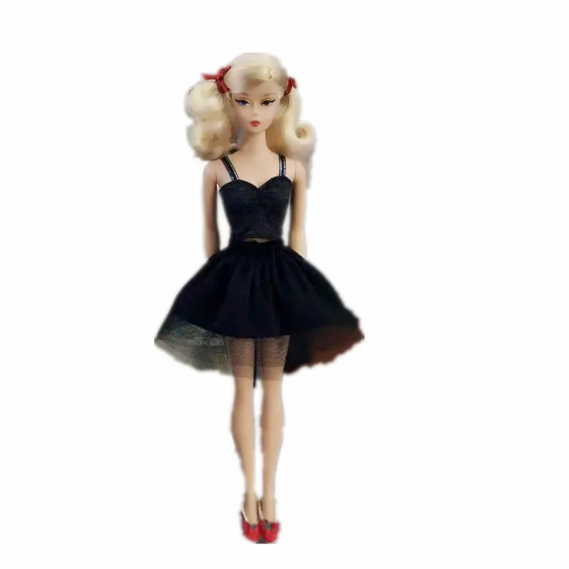 Top corto de encaje y falda negra para vestido de Barbie, ropa BJD 1/6, trajes de noche, ropa de muñecas de 11,5 pulgadas, accesorios de Juguetes