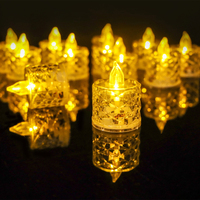 1/24pcs LED Electronic Candle Mini Rose Pattern Refraction Halo Projection Tea Light Battery Powered Led Flameless Candle Lamp