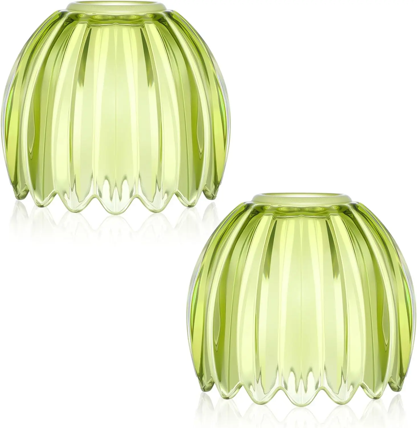 2 Pcs Green Glass T…