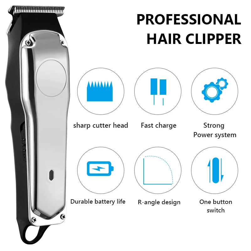Professional Barber Hair Clipper Rechargeable Electric Cutting Machine Beard Trimmer Shaver Razor for Men Cutter