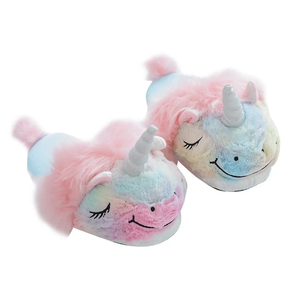 

Autumn Winter Unicorn Cotton Slipper Kids Soft Lining Warm Indoor Home Shoes Non-Slip Quiet Bedroom Kitchen Dormitory Footwear