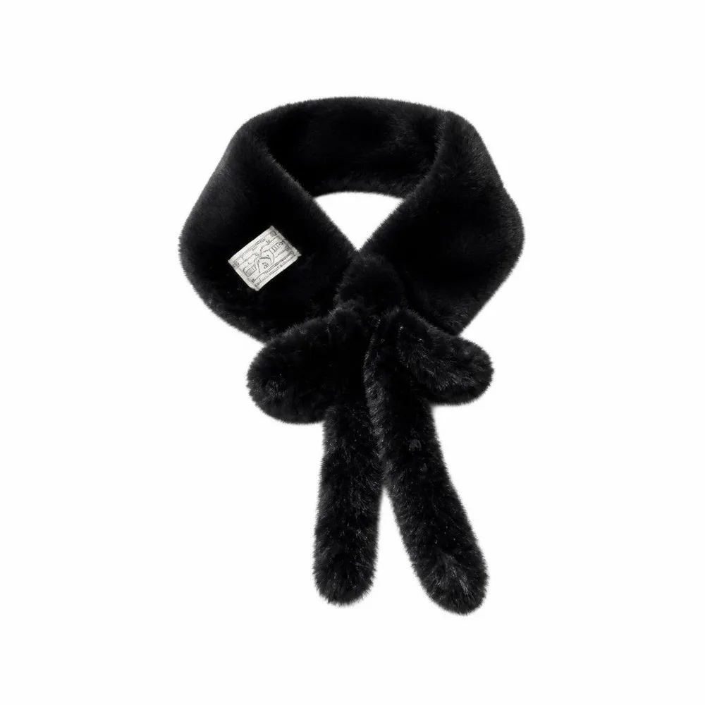 Versatile Thickened Warm Faux Fur Scarf Pure Color Soft Women's Winter Scarf Furry Lace-up Neck Warmer Scarf Winter
