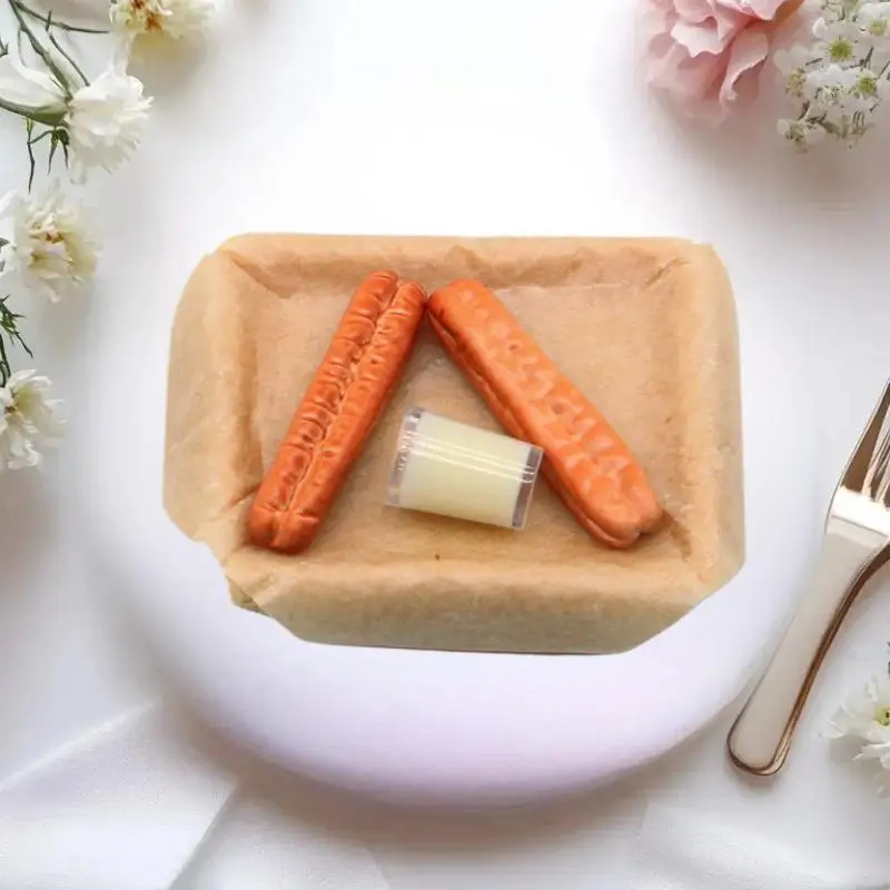 Set Aksesori Dapur Rumah Boneka Mainan dengan Susu Kedelai Miniatur dan Stik Adonan Goreng untuk Bermain Peran