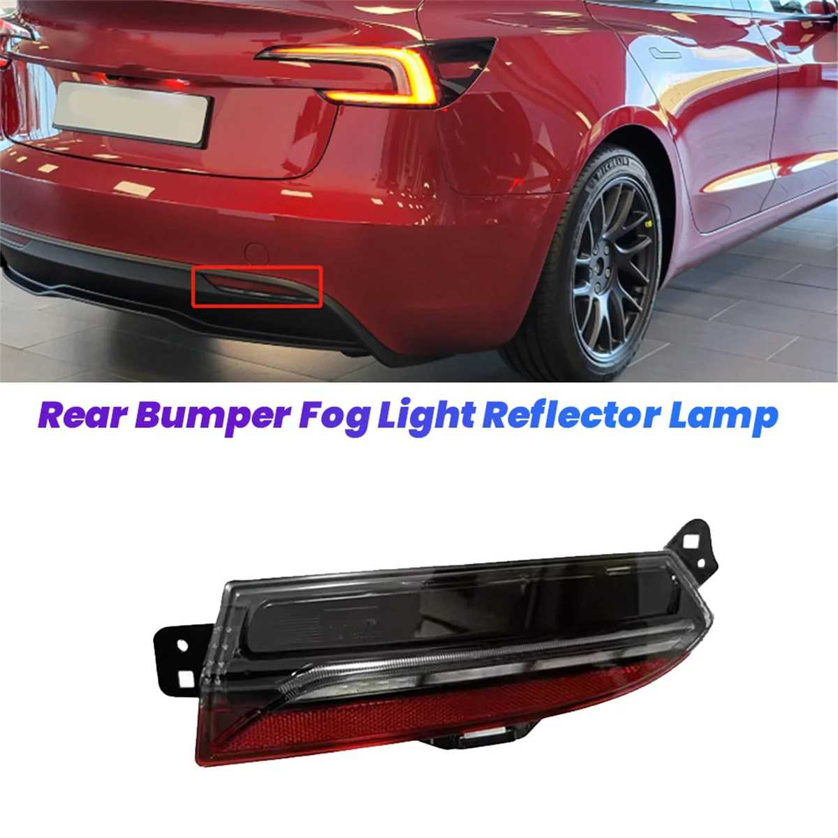 

ABQA-Car Rear Bumper Fog Light Reflector Lamp for Tesla Model 3 Highland 2023 2024 Rear Instrument Taillight 1712514-00-D R