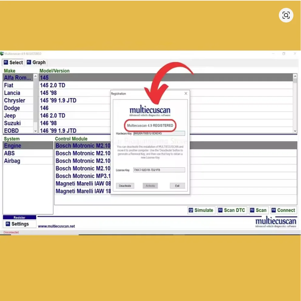 Multiecuscan V4.8 مسجلة + منشط غير محدود لماسح الضوء الماسح الضوئي المتعدد للعامل مع أداة تشخيص ELM327 obdii