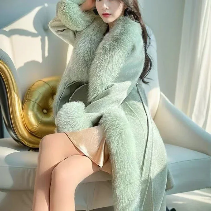 جديد إمرأة شتاء فو مارتن معطف الفرو سترات طويلة معطف الموضة كبير الفراء طوق سترة فضفاضة الحد من العمر أبلى JJ133