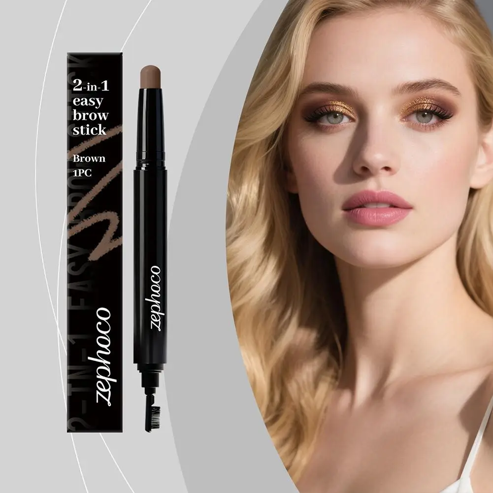 5 ألوان ثلاثية الأبعاد الطبيعية السلس قلم الحواجب طويلة الأمد العين الحاجب تعزيز قلم رصاص 2 في 1 المزدوج رئيس قلم الحواجب #4