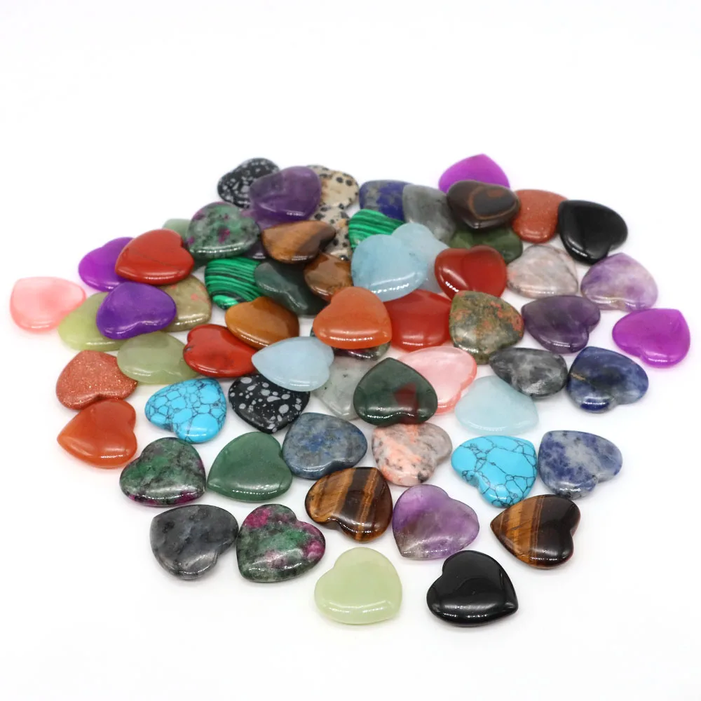 20mm Natural Stone Heart Shape Crystals Amethyst Rose Quartz Agate Reiki Healing Gemstone Love Pocket Gift Home Decoration