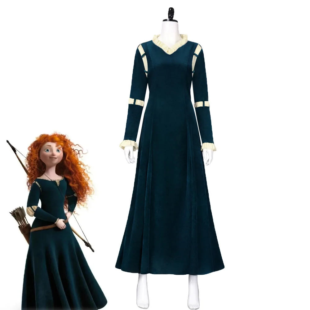 Film Merida Cosplay Costume adulte femme princesse cour robe Halloween carnaval fête longue tenue scène Costumes pour femme