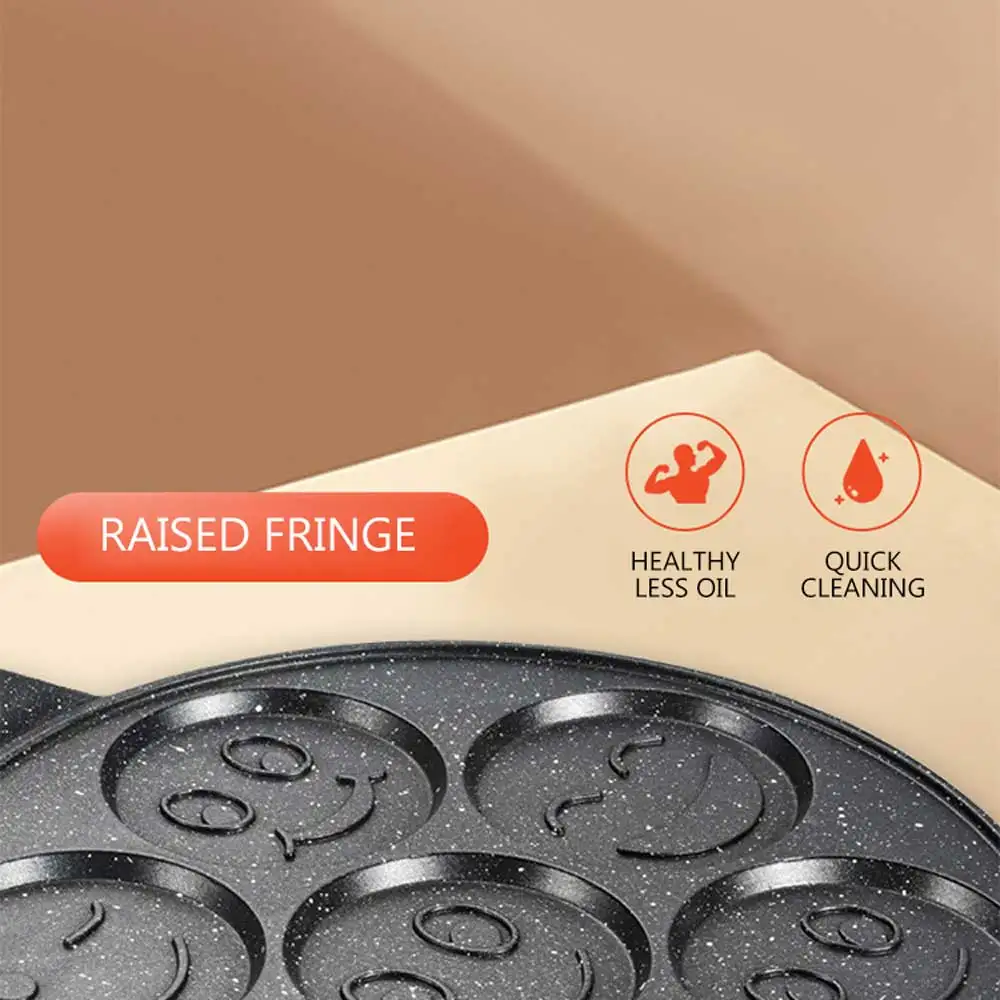 26cm antiaderente pan sete buracos waffle dos desenhos animados rosto sorridente assadeira café da manhã panqueca pan omelete panqueca