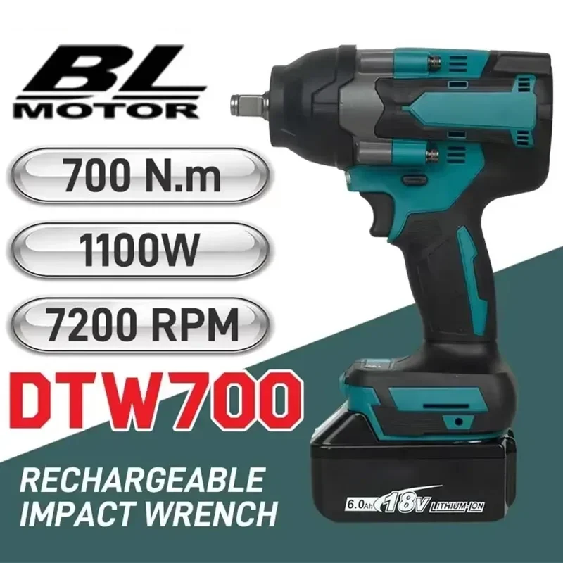 마키타 DTW700 브러시리스 전동 렌치 고토크 18V 무선 드릴 드라이버 충전식 전동 공구 토크 렌치