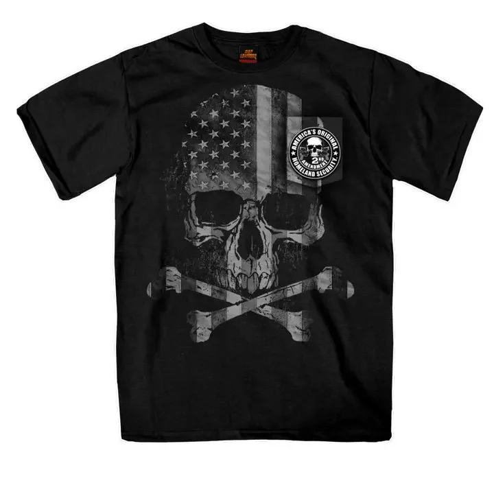 2nd Amendment Flag Design Skull & Crossbones Pocket T Shirt