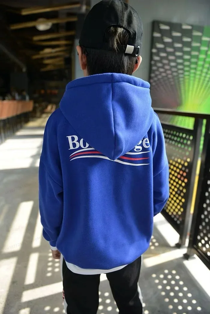 2024 Autumn and Winter New Products for Children Aged 3-14 Luxury Brand Letter Printing Loose Hooded Outdoor Sweatshirt