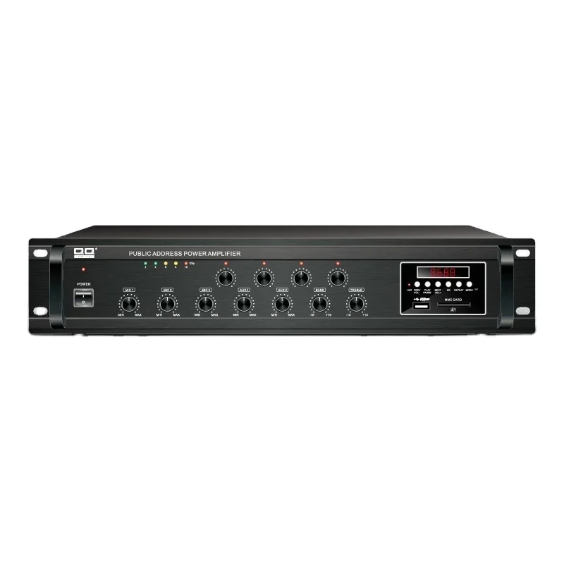 

QQCHINAPA Hot Sales Public Address PA System 4 Zone Mixer Amplifier With Bluetooth,FM,USB,and SD Card