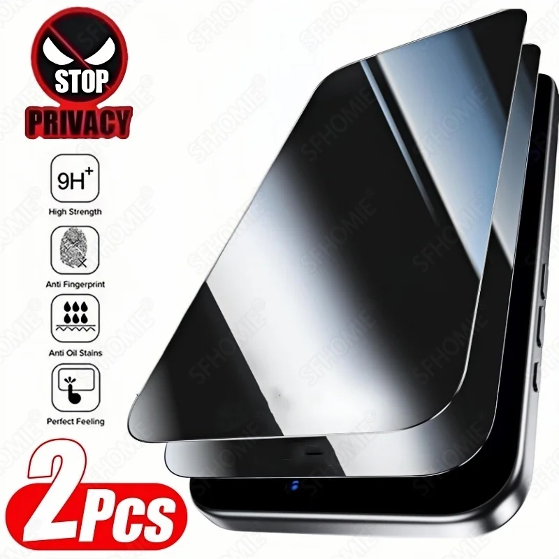 2 Stück Anti-Spy Displayschutzfolie für iPhone 11 12 13 14 15 16 17 Pro Max 14 15 16 Plus 16e 17 Air 17e Gehärtetes Glas Sichtschutzfolie