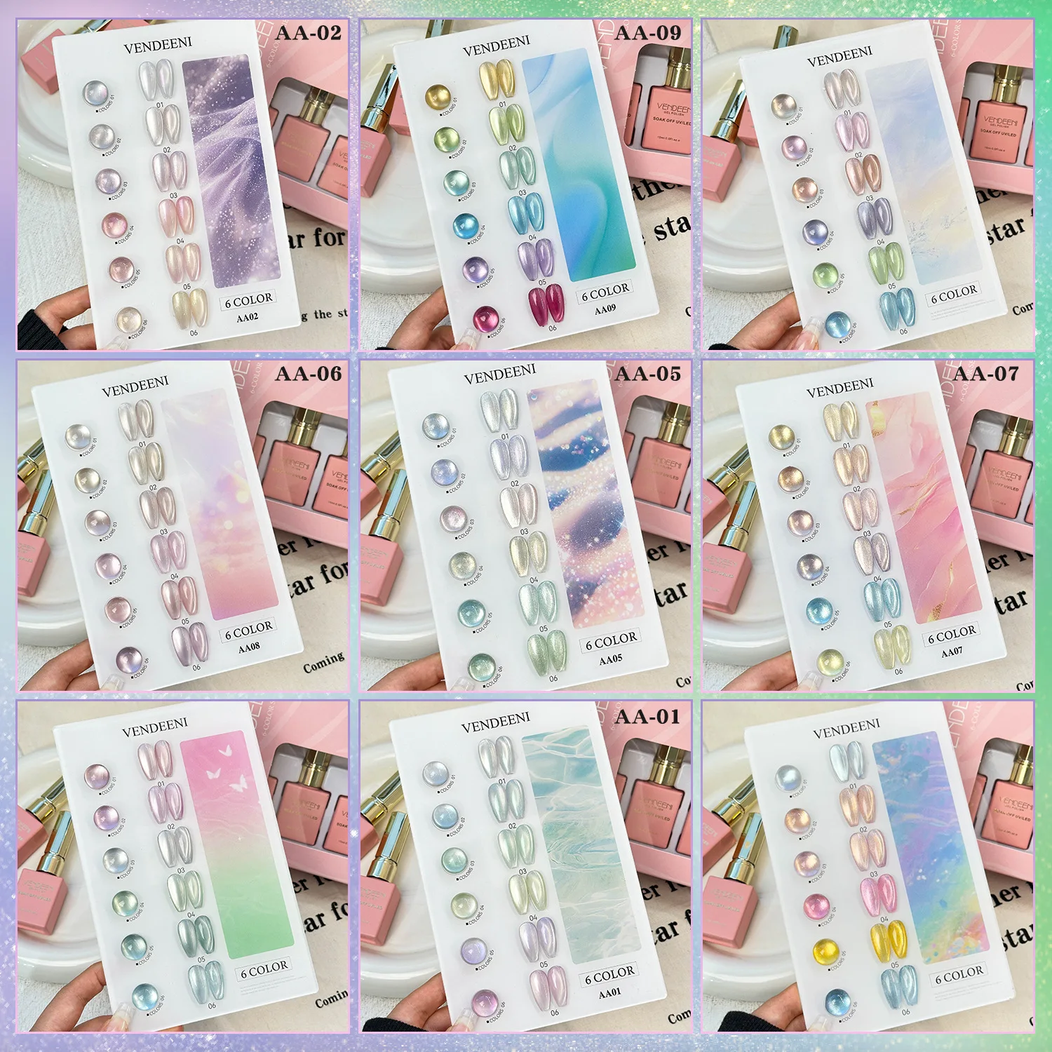 

6 цветов, 15 мл, стеклянная бусина, магнитный гель-лак для ногтей с изображением кота, блестящий розовый, серебристый, полуперманентный, для дизайна ногтей во французском стиле, УФ/светодиодный гель-лак