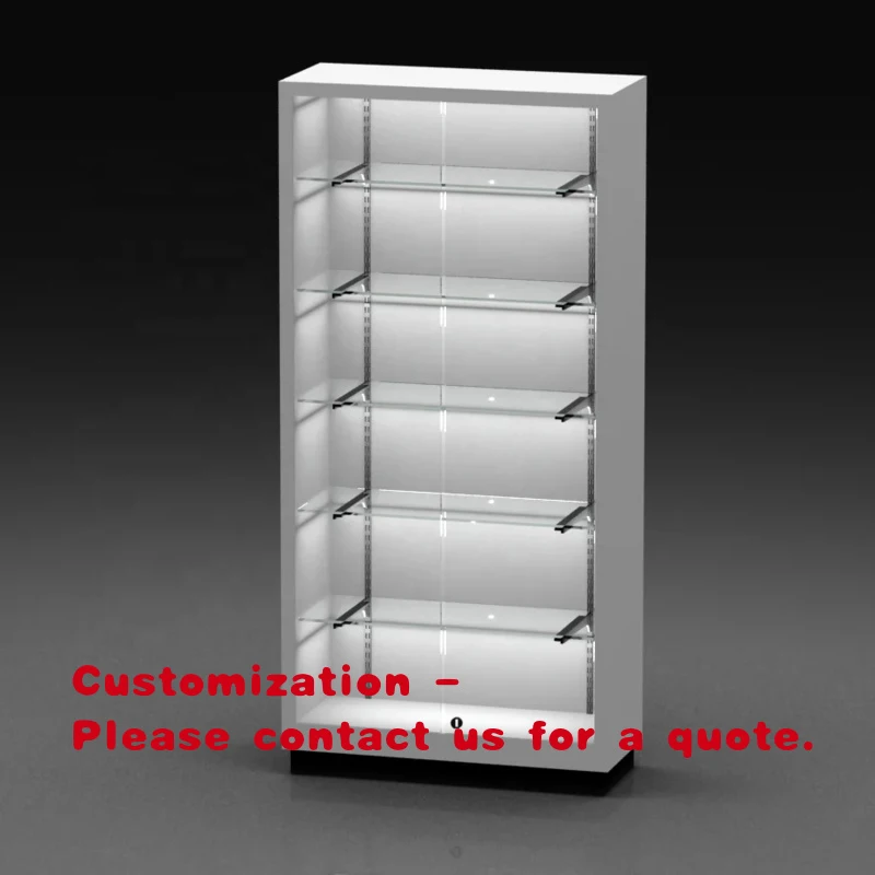 custom.Standing Wig Display Showcase with LED Light Lockable Hair Extension Display Stand Shelf