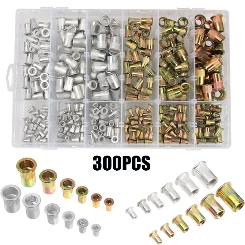 150/300pcs Rivet Nuts Gun Mandrel Kit M3/M4/M5/M6/M8 or Nut Rivet Mandrels Repair Rivetgun Flatheadscrew Pop Nut Rivet Gun Set