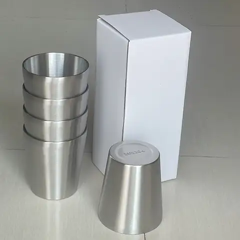 5 Pcs Stainless Steel Cups, Double Wall Tumbler Glasses Stackable Glasses Metal Drinking Cups Insulated Drinking Glasses