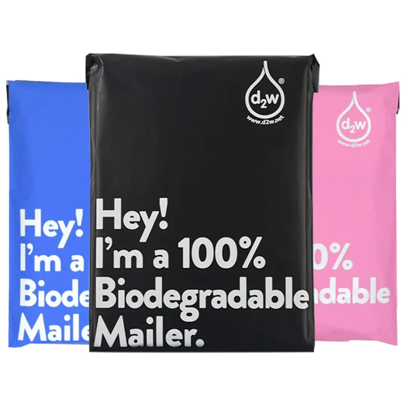 New 50Pcs Black Eco Courier Bag Pouch Bags 100% D2W Biodegradable Express Bag Waterproof Self-Seal Clothing Mailer Postal Bags