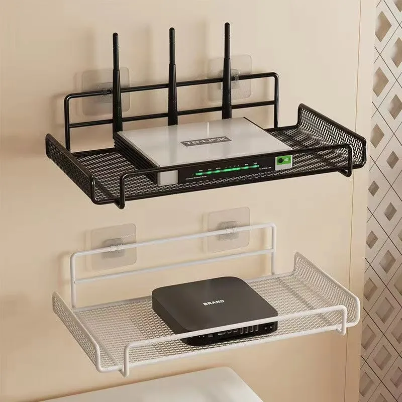 Stainless Steel WiFi Router Shelf Wall Mounted No Drill Storage Rack Floating Organizer For Home Bathroom Kitchen Accessories