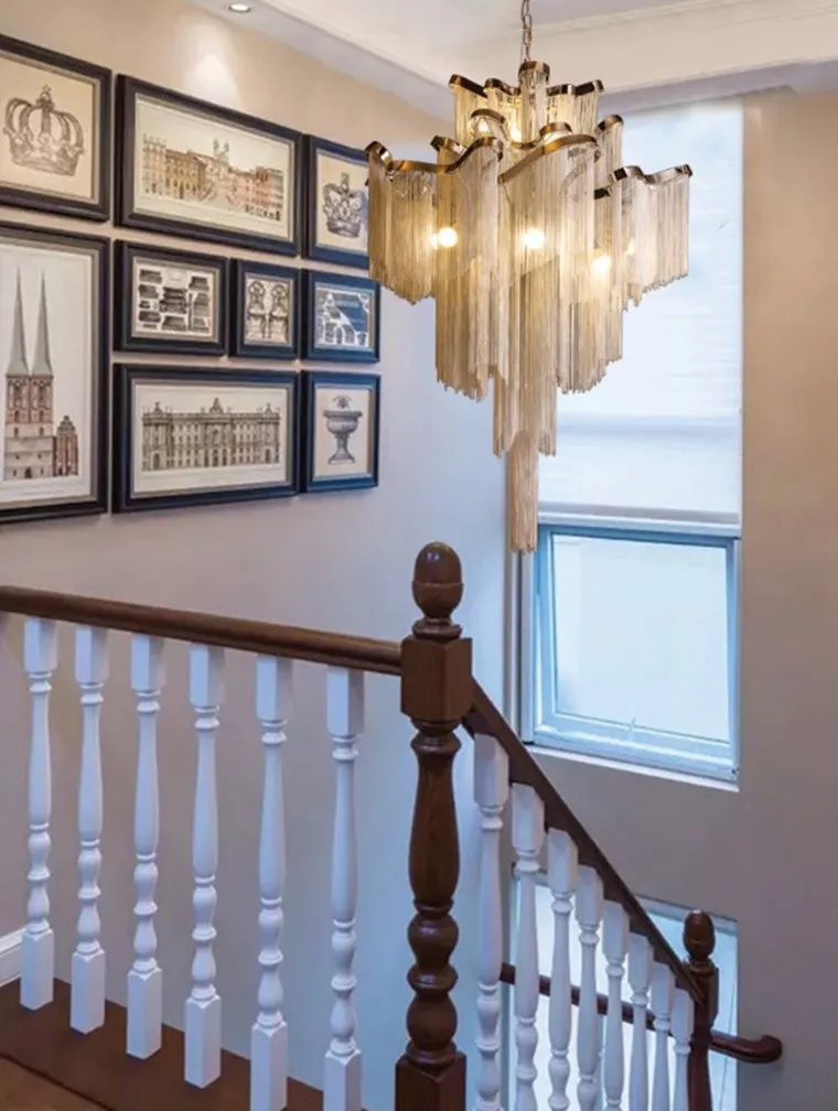 Modern Luxury LED Pendant Light with Tassels in Gold/Chrome Color Elegant Home Decor Chandelier Stylish Lighting Design