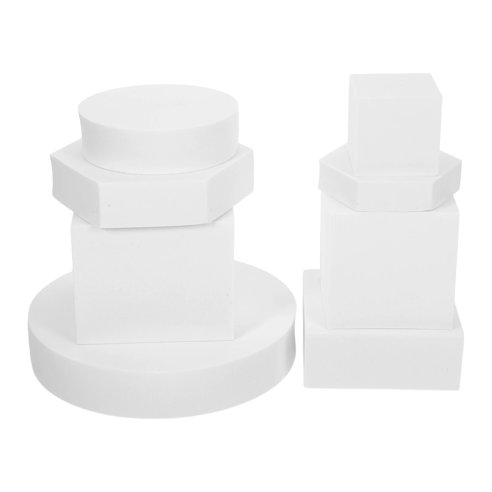 

8 Pcs Geometric Ornament Set White Foam Cubes Photo Props for Jewelry Cosmetics Makeup Decorative Cube Prop