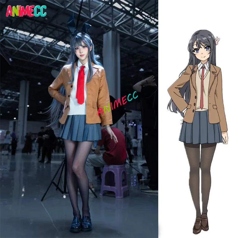 

ANIMECC IN STOCK Sakurajima Mai Cosplay School Uniform Wig Anime Seishun Buta Yarou Bunny Girls Headband Halloween for Women
