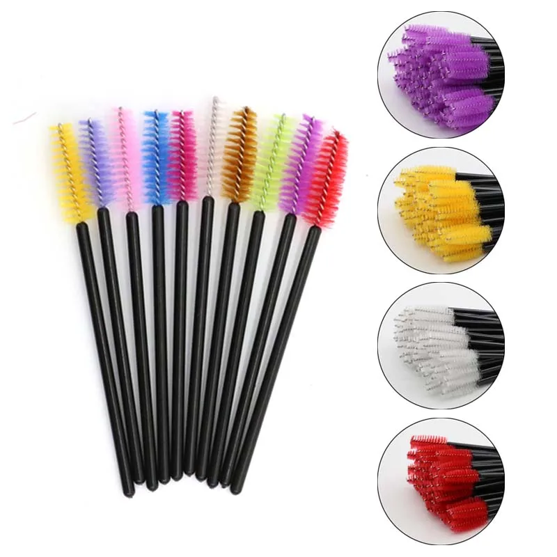 50 teile/los Neue Bunte Griff Einweg Mascara Wands Applikator Lash Eye lashes Cosmetic Pinsel Maquiagem Cilio Makeups Tool