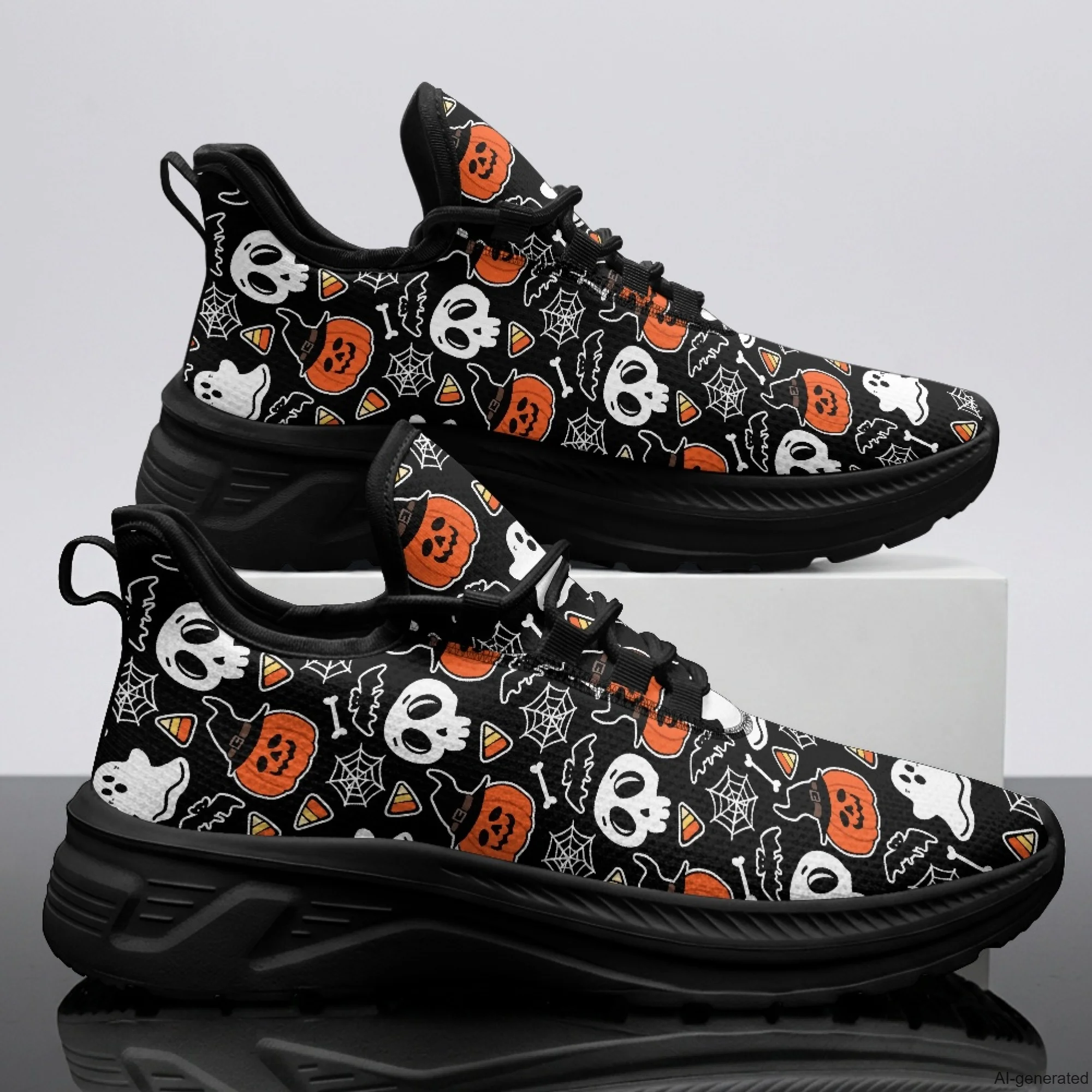XIXIRIMIDO Womens Walking Shoes Halloween Ghost Football Sneakers Mens Gym Sports Casual Fashion Shoes Trainers Shoes 35-48