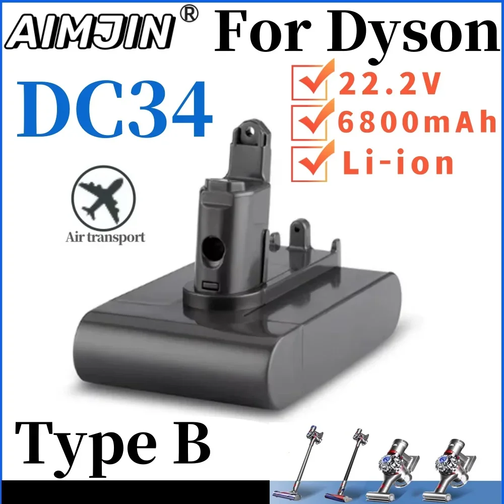 Pembersih vakum untuk Dyson DC31 DC34 DC35 DC44 DC45 DC46 DC55 DC56 D57 6800mAh (tipe-b) baterai Lithium isi ulang