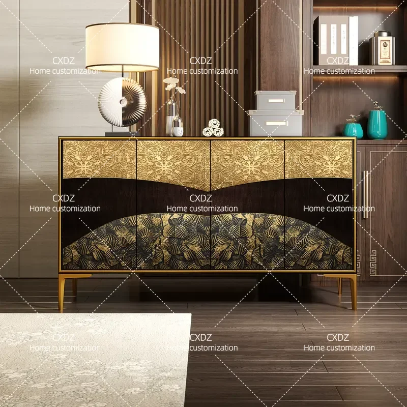 Light Luxury Simple Decorative Cabinet New Chinese Style Entrance Shoe Cabinet Painted Multi Functional Storage Partition