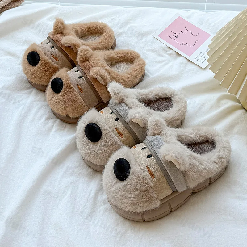 

Детские хлопковые тапочки, зима 209, милая утепленная плюшевая теплая обувь с героями мультфильмов для мальчиков, удобная домашняя нескользящая домашняя обувь для девочек