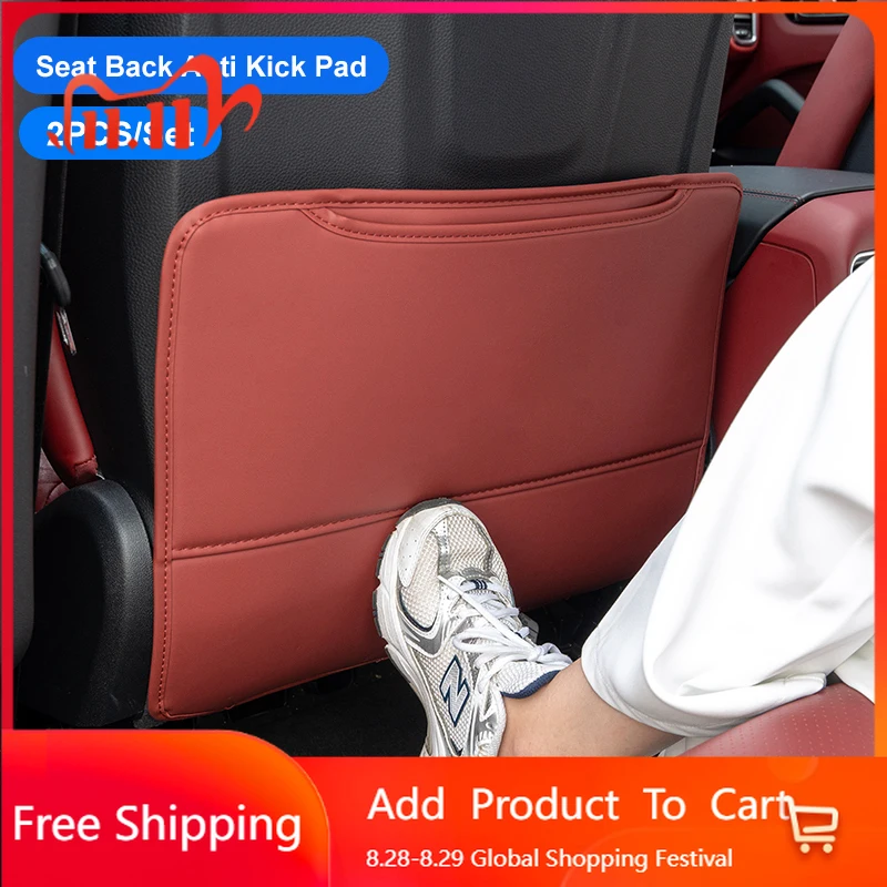

Interior Stickers For Porsche Macan Cayenne Panamera 2PCS Car Seat Back Protector PU Leather Anti Kick Dirty Pad Mat With Storag