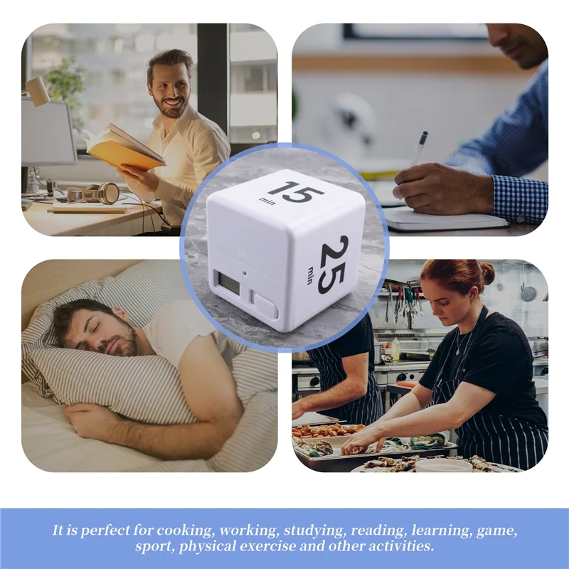 A41Z-Cube Timer Kitchen Timer Time Management Timer Gravity Sensor Flip For Time Management And Countdown 25-5-45-15 Minutes
