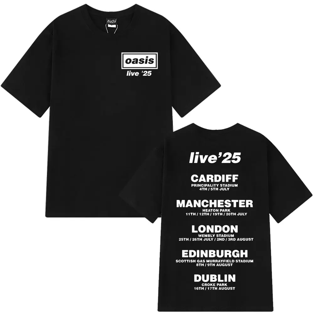 O-Oasis Live 25 Tour T-Shirt Men's Cotton Casual Print