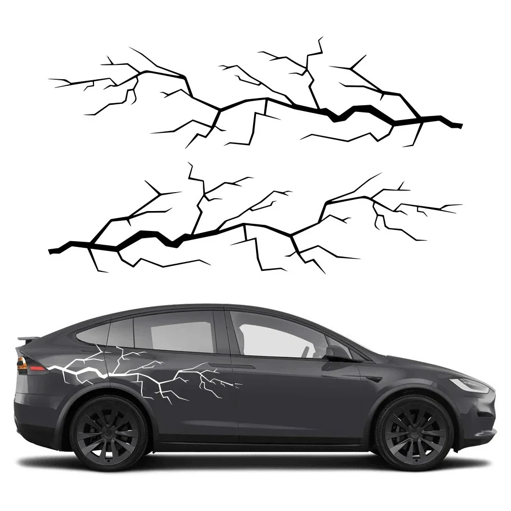 2PCS Car Door Side Stickers Lightning Sticker PVC Car Waterproof Vinyl Film Decal For Tesla Model X S Y 3 Auto Decor Accessories