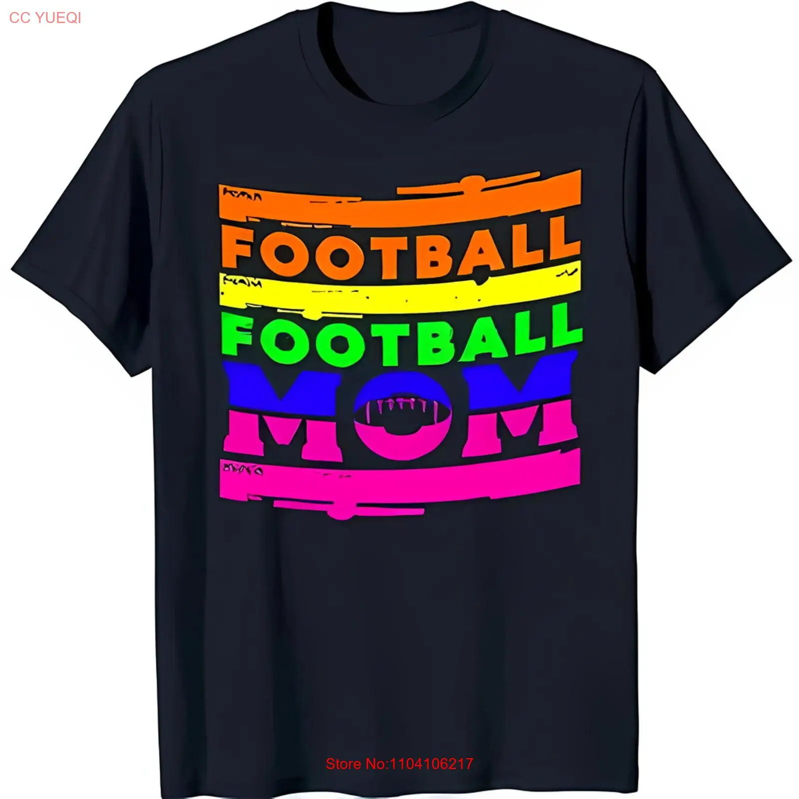 

Men's Black T-Shirt with Colorful Striped Design ' Mom' Graphic Tee