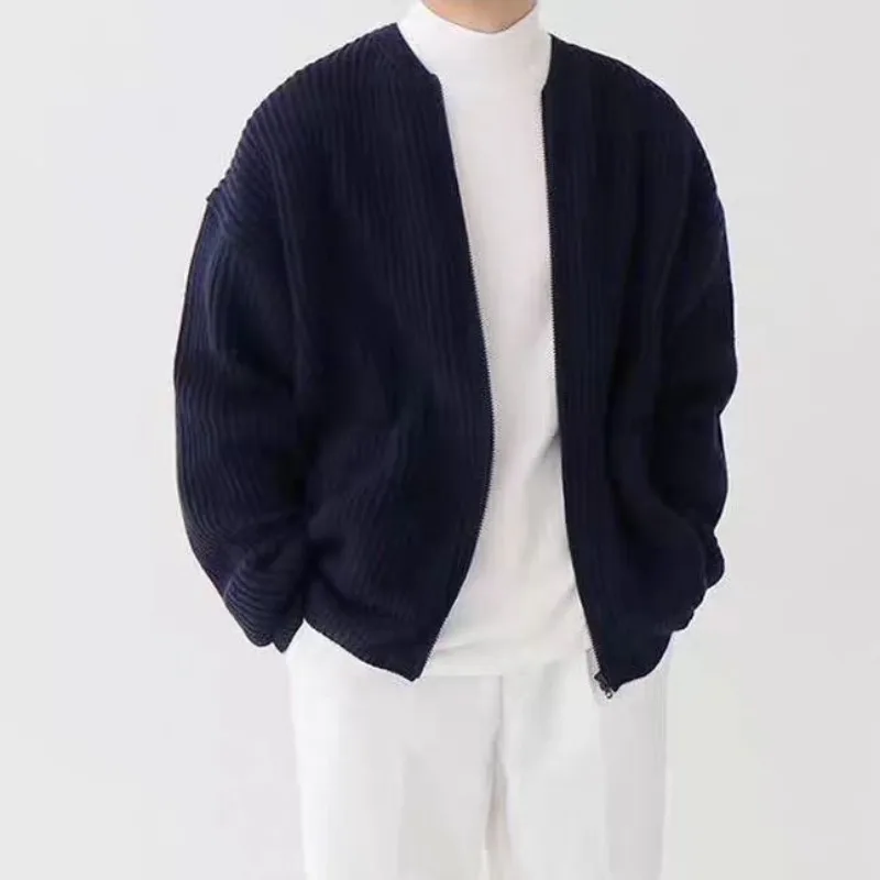 Men's Sweater Solid Color Knitwear Soft Touch Fabric Minimalist Loungewear Loose Casual Lazy Style Fashion Outerwear