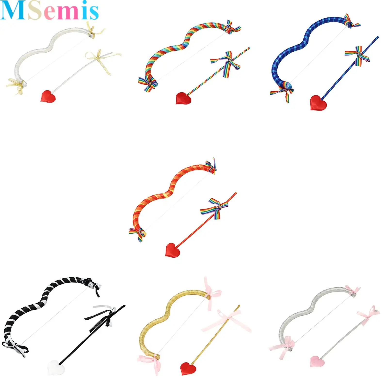 2Pcs Valentine Cupid Bow Arrow Set Valentine Day Costume Dress Up Halloween Cosplay Accessory Set for Theme Party