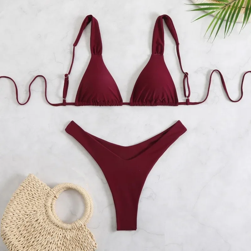 Women\'s Sexy Halter Bikini Sets  Floral Flower Print Bikini Swimsuits Tie Side Triangle Bathing Suits Swimwear