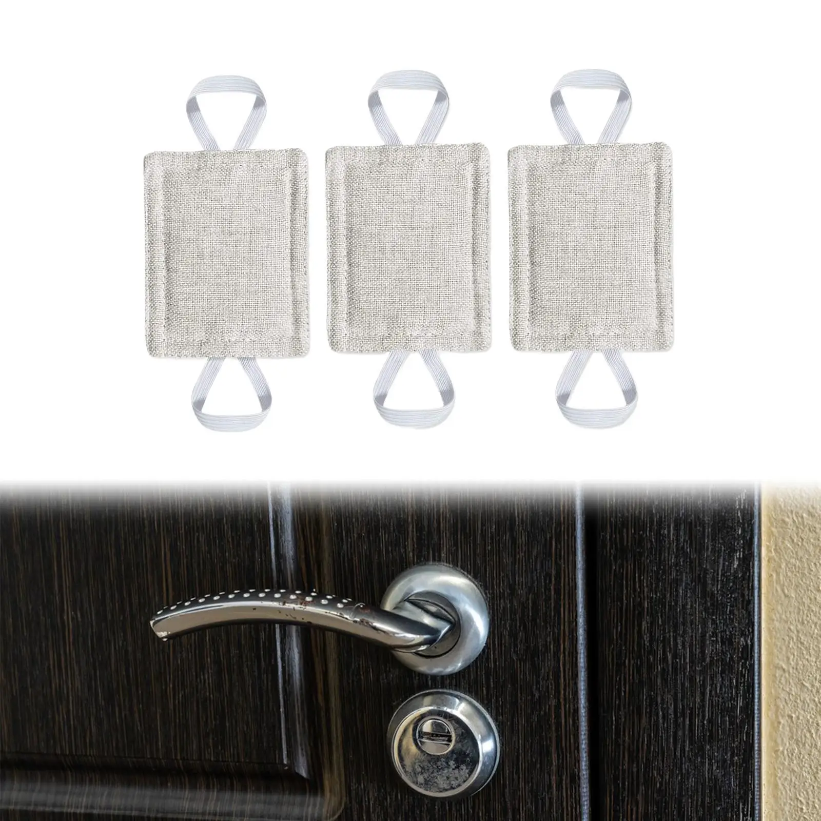 

3Pcs Door Silencer Door Stopper No Noise Anti Collision Door Latch Cover with Elastic Straps for Baby Nursery Light Sleeper