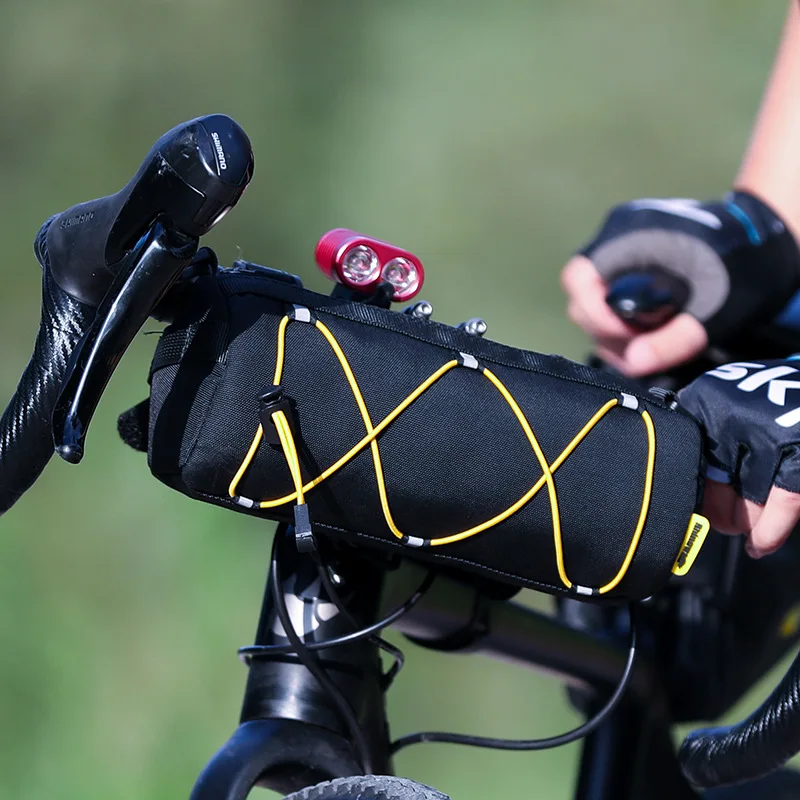 

Rhino Multipurpose Bicycle Front Bag Cylinder Handlebar Bag Commuter Portable Oblique Span Bag Elastic