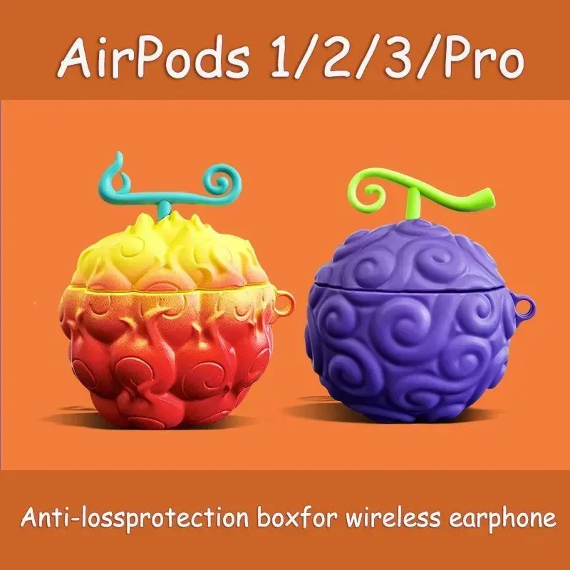 Japan Anime 3D Duivel Fruit Siliconen Oortelefoon Case voor Airpods 3 Draadloze Hoofdtelefoon Beschermende Soft Cover voor Airpods 1 2 Pro