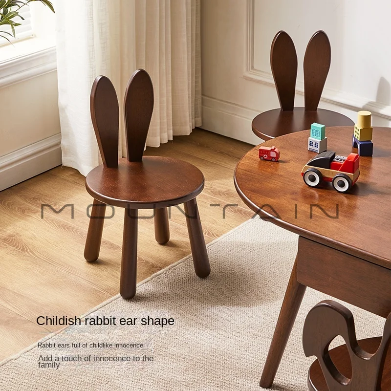 Solid wood stool home study chair writing children change shoes
