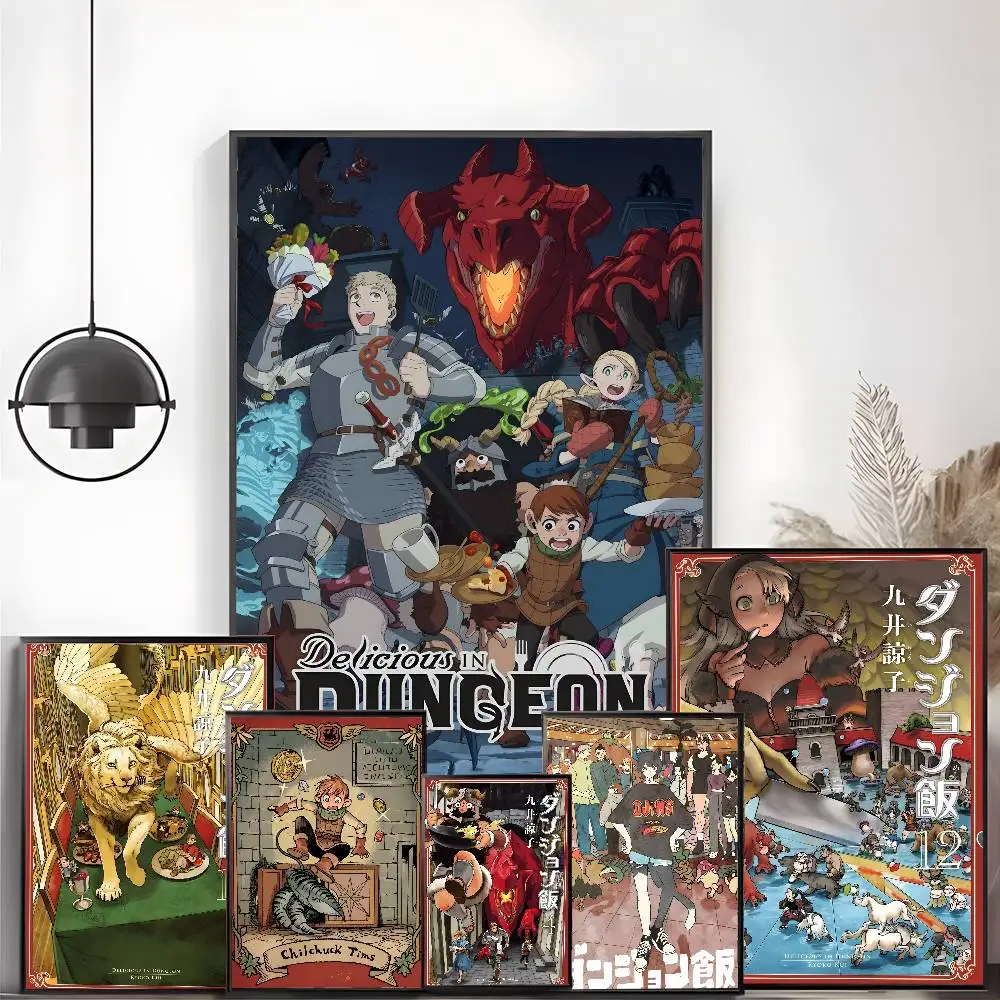Anime Dungeon Meshi Poster No drilling required leaves no marks Self-adhesive stickers can be applied to any surface