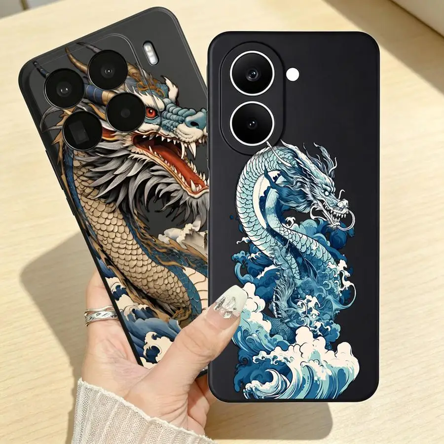 Phone Cover Case for Xiaomi Poco X8 Pro C75 F8 M5 C71 C85 F3 C61 X3 X4 X5 X7 M3 M4 M7 F1 C50 Blue Dragon Wave