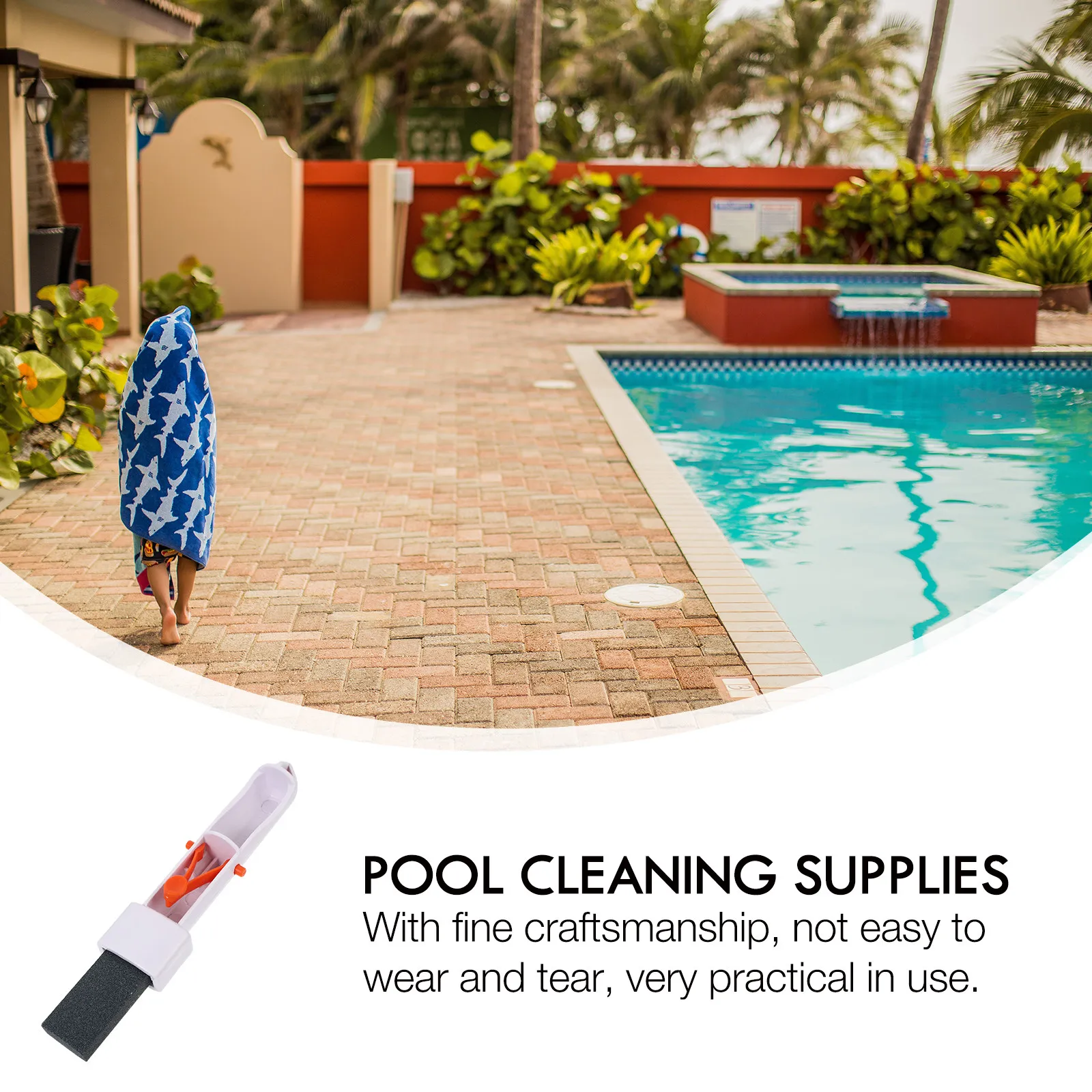 Pool Cleaning Pumice Stone Easy Clip Handle Removes Rust Algae Leaf Stains Swimming Spa Tub Concrete Plaster Pool Cleaner