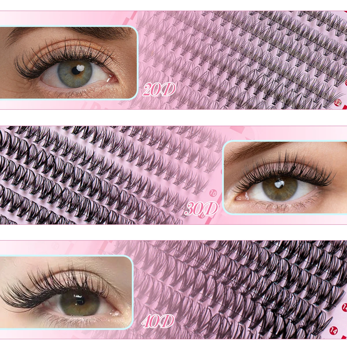 Livro de cílios de grande capacidade, conjunto de extensão de cílios, cluster narral, estilo natural, adequado para iniciantes, faça você mesmo em casa